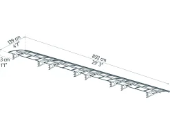 Canopia Vordach Amsterdam 8920 Grau Alu 892 x 139 cm
