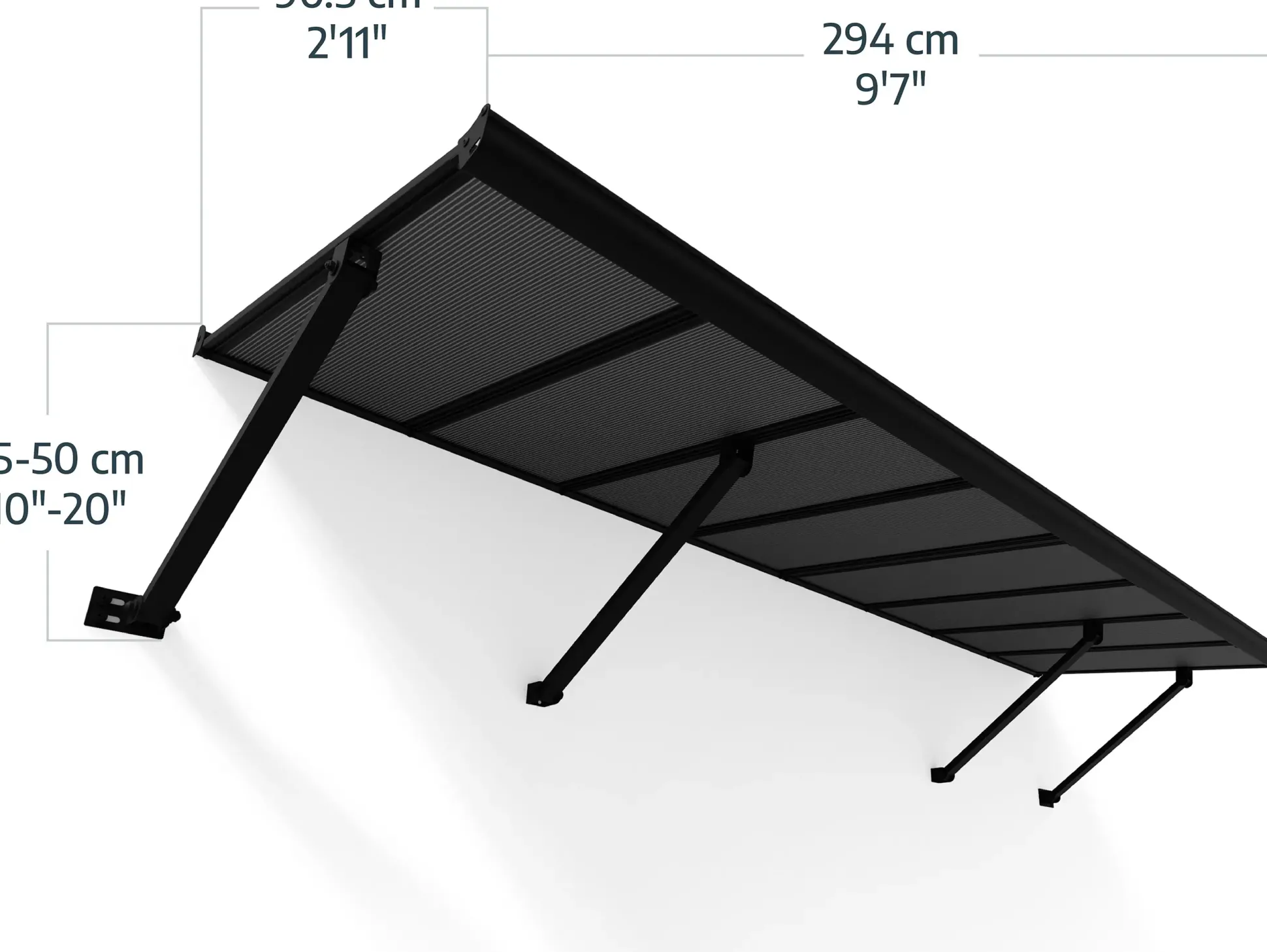 Canopia Vordach Augustine 294 x 90,5 cm grau