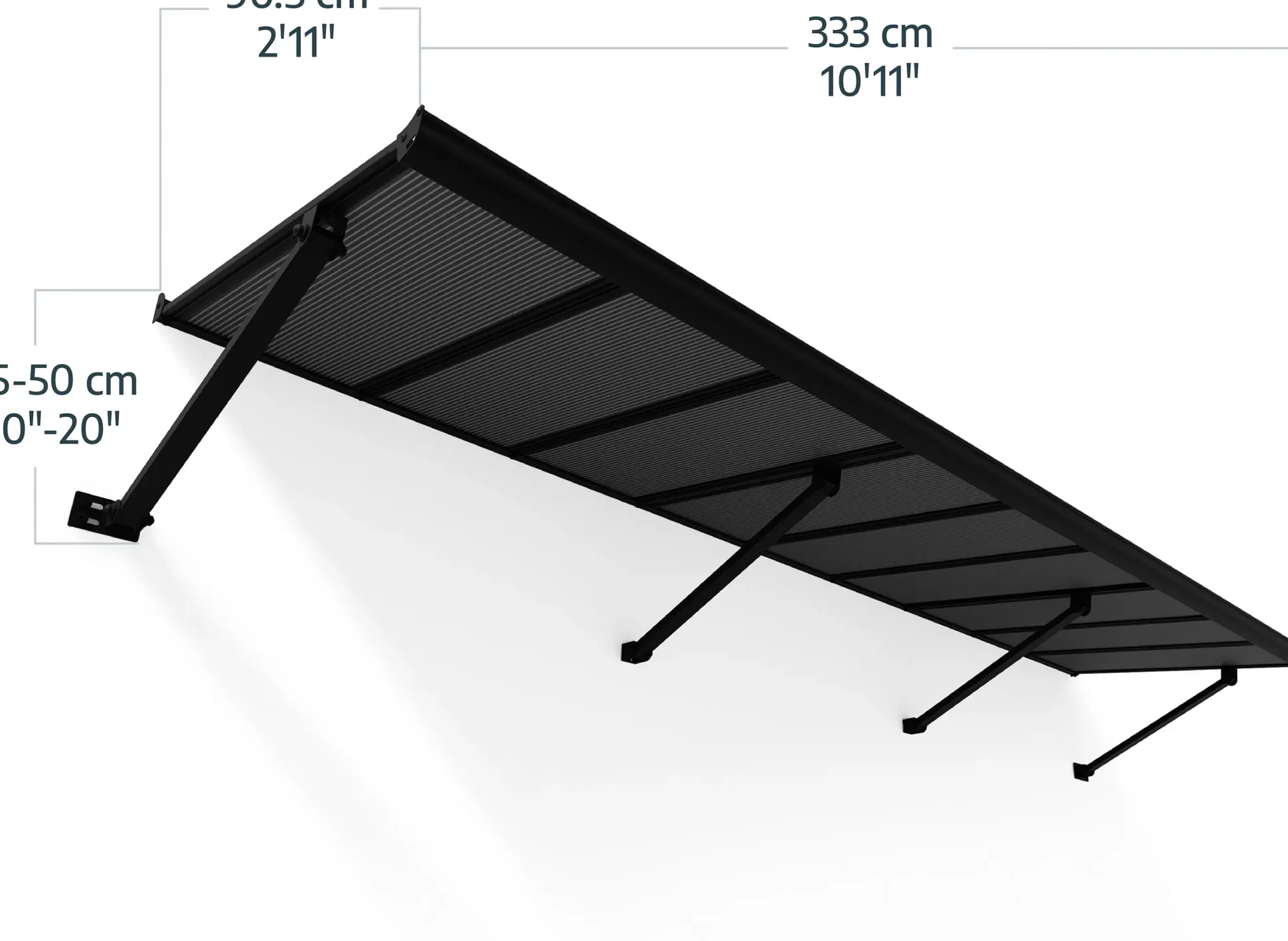 Canopia Vordach Augustine 333 x 90,5 cm grau