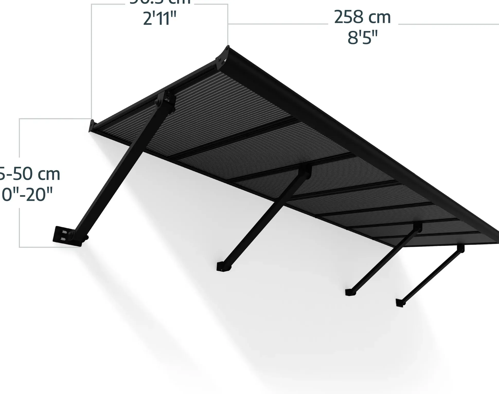 Canopia Vordach Augustine 258 x 90,5 cm grau