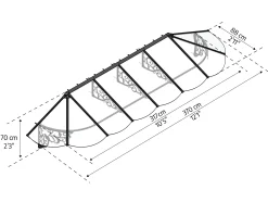 Canopia Vordach Lily 3600 Schwarz Alu 370 x 88 cm