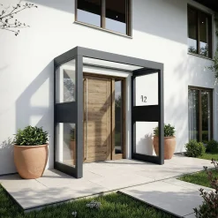 Canopia Vordach Sophia 160 x 95 cm Klar grau + 2 Seitenteile