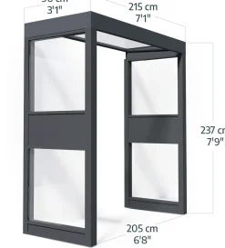 Canopia Vordach Sophia 160 x 95 cm Klar grau + 2 Seitenteile