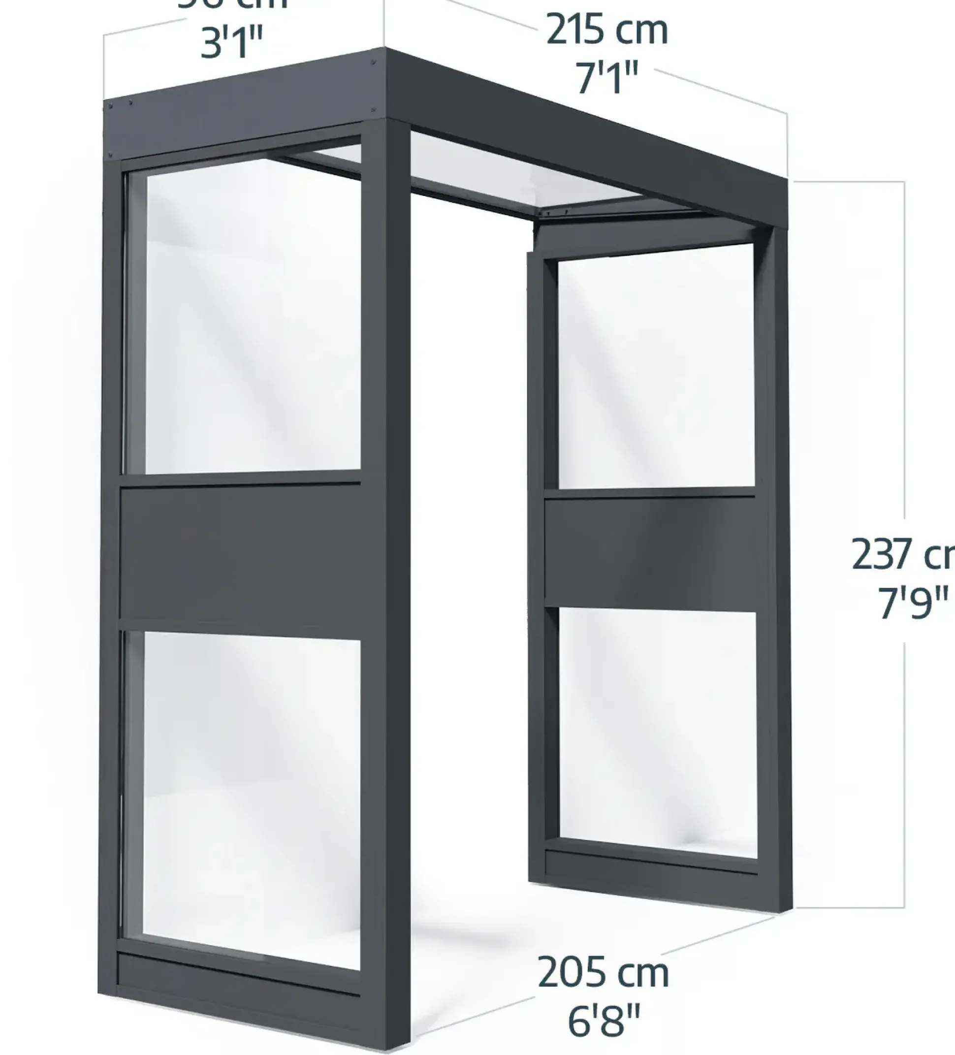 Canopia Vordach Sophia 160 x 95 cm Klar grau + 2 Seitenteile