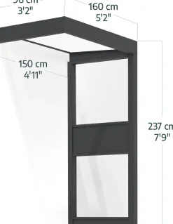 Canopia Vordach Sophia 160 x 95 cm Klar grau + Seitenteil