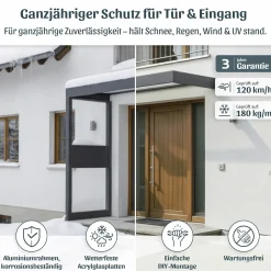 Canopia Vordach Sophia 215 x 95 cm Opal grau + Seitenteil