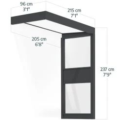 Canopia Vordach Sophia 215 x 95 cm Opal grau + Seitenteil