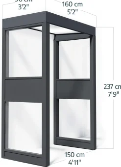 Canopia Vordach Sophia 160 x 95 cm Opal grau +2 Seitenteile