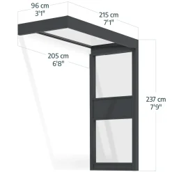 Canopia Vordach Sophia 215 x 95 cm Klar grau + Seitenteil