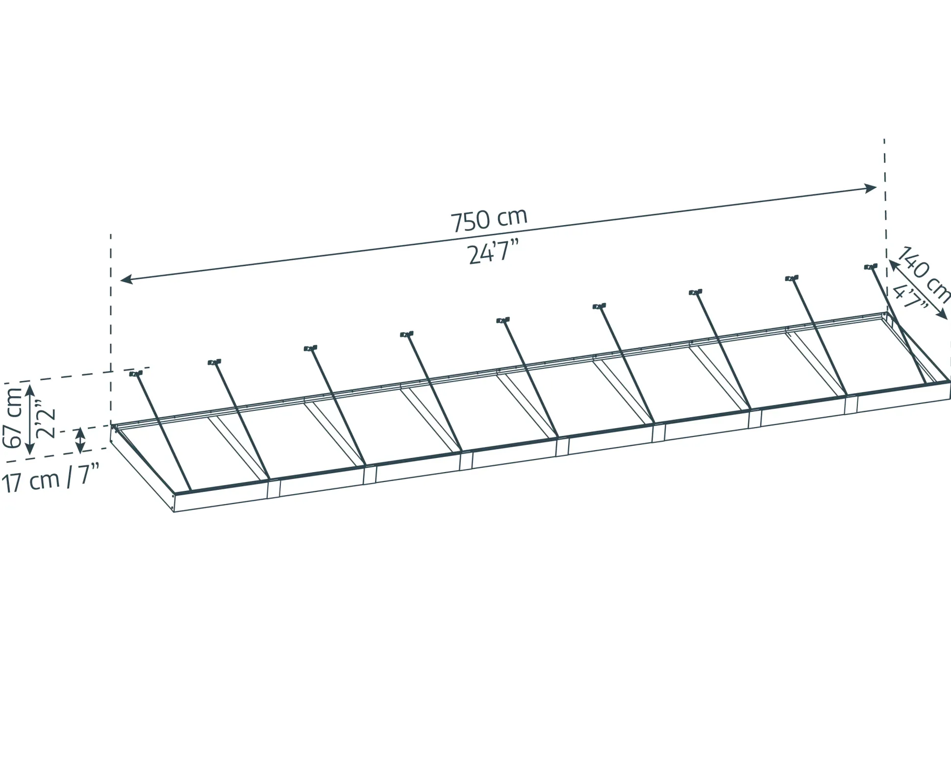 Canopia Vordach Sophia XL 8000 Grau Alu 750 x 140 cm