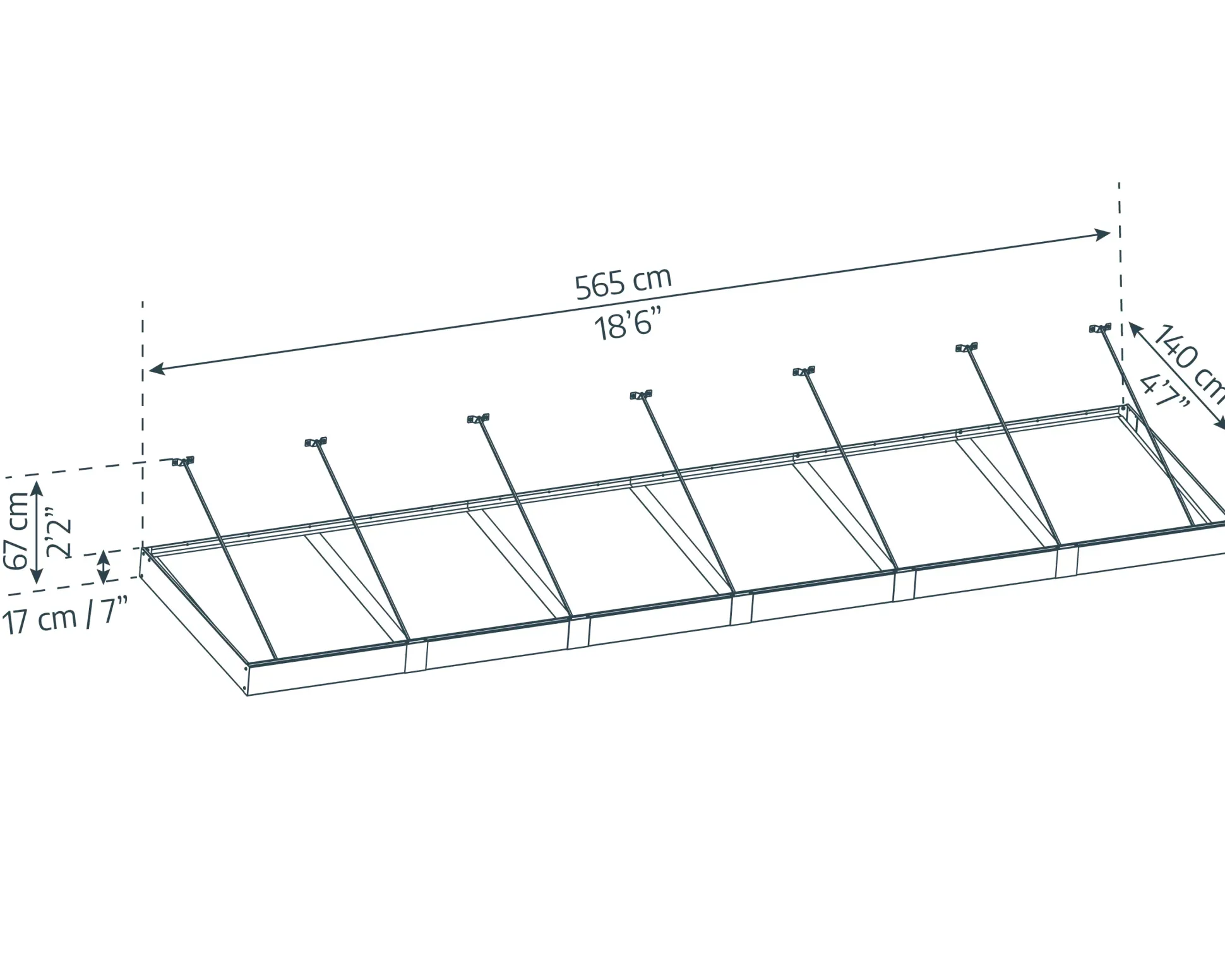 Canopia Vordach Sophia XL 6000 Grau Alu 565 x 140 cm