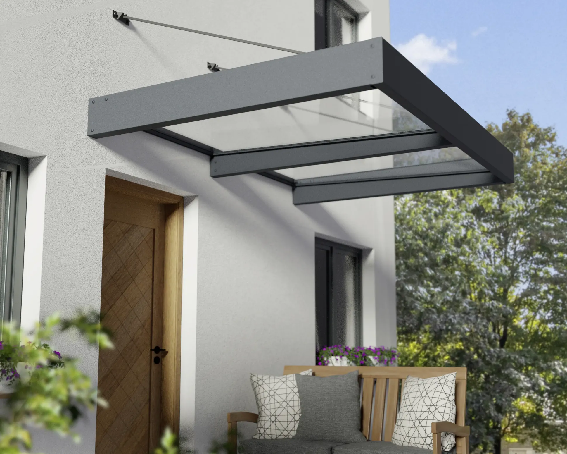 Canopia Vordach Sophia XL 2000 Grau Alu 192 x 140 cm