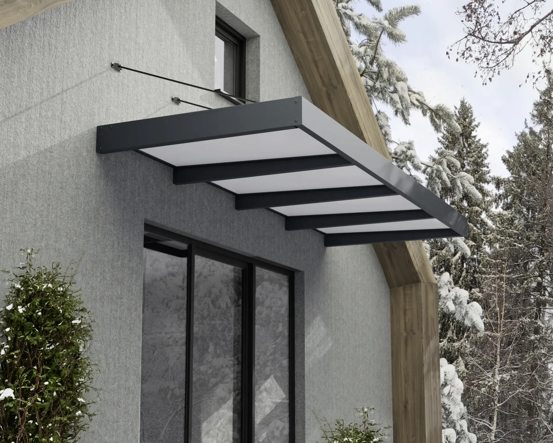Canopia Vordach Sophia XL 4000 Grau Alu 378 x 140 cm