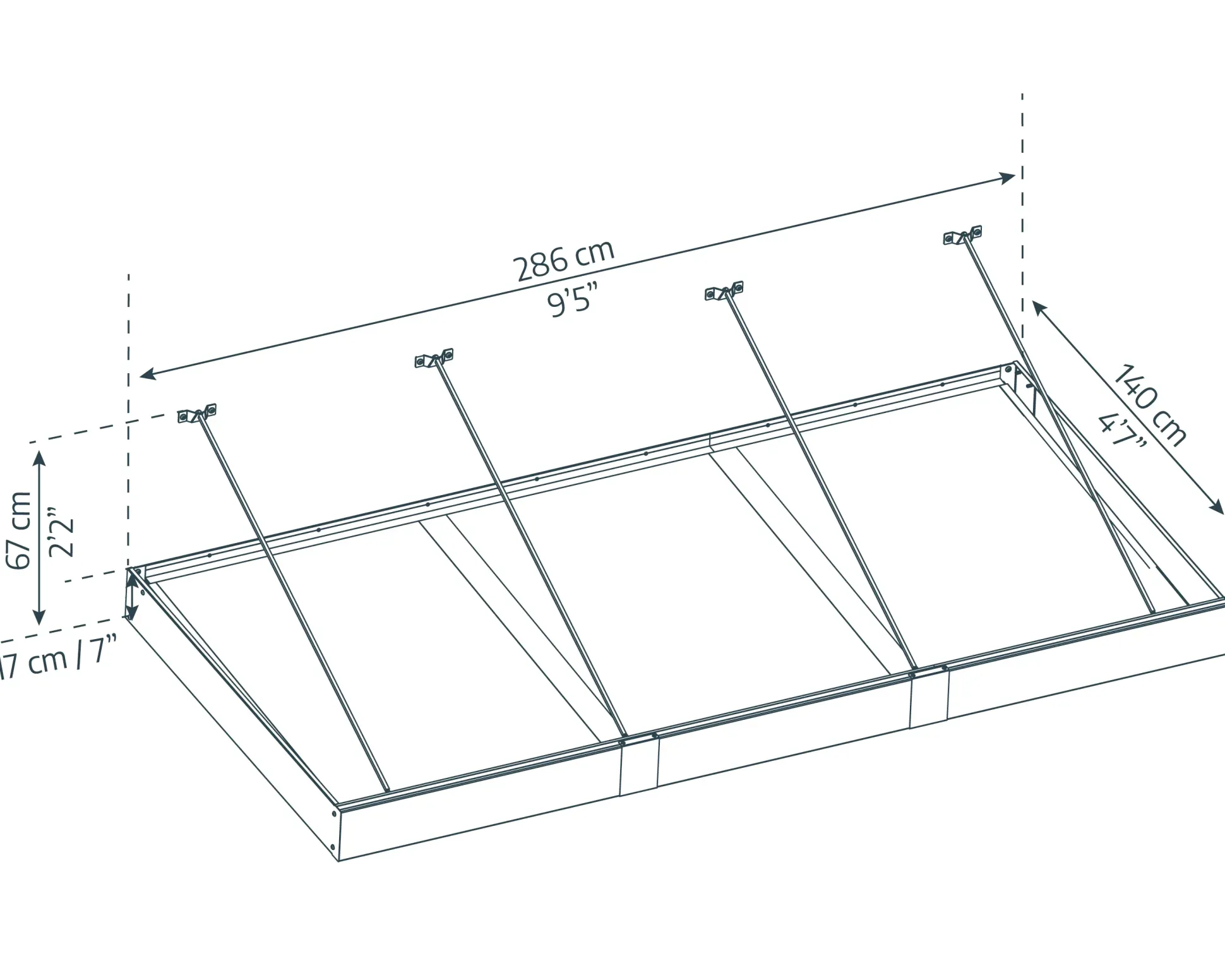 Canopia Vordach Sophia XL 3000 Grau Alu 286 x 140 cm