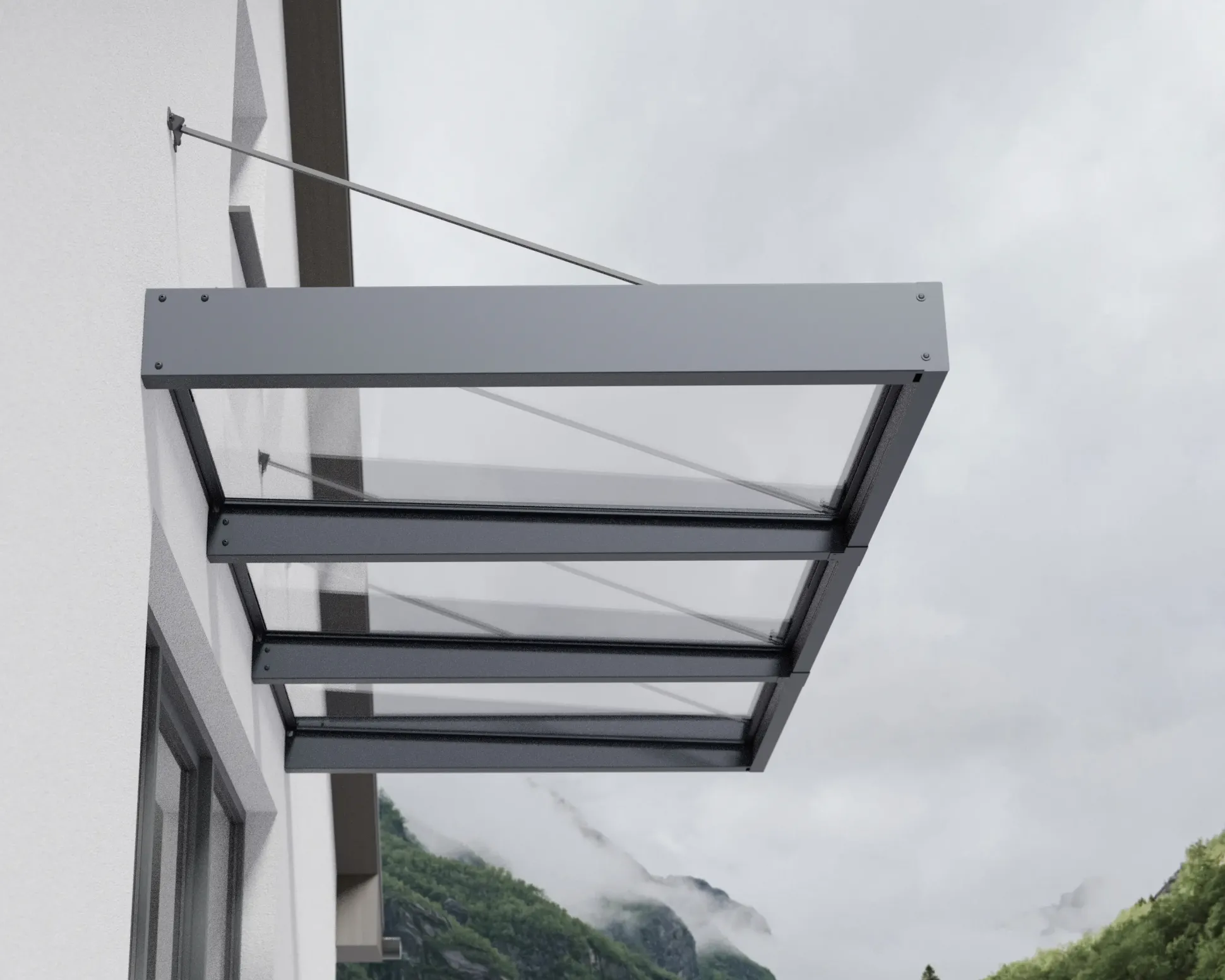 Canopia Vordach Sophia XL 3000 Grau Alu 286 x 140 cm