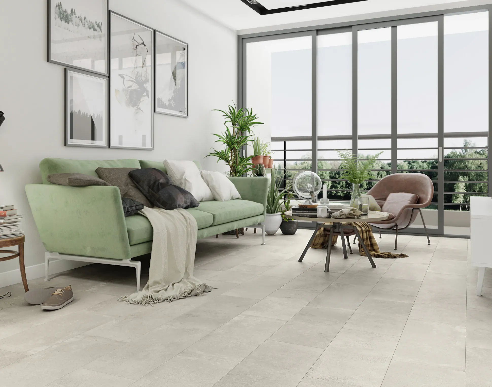 Classen Visiogrande Laminat Fliese Megaloc Aquaprotect 60,4 x 28 cm Zementestrich beige