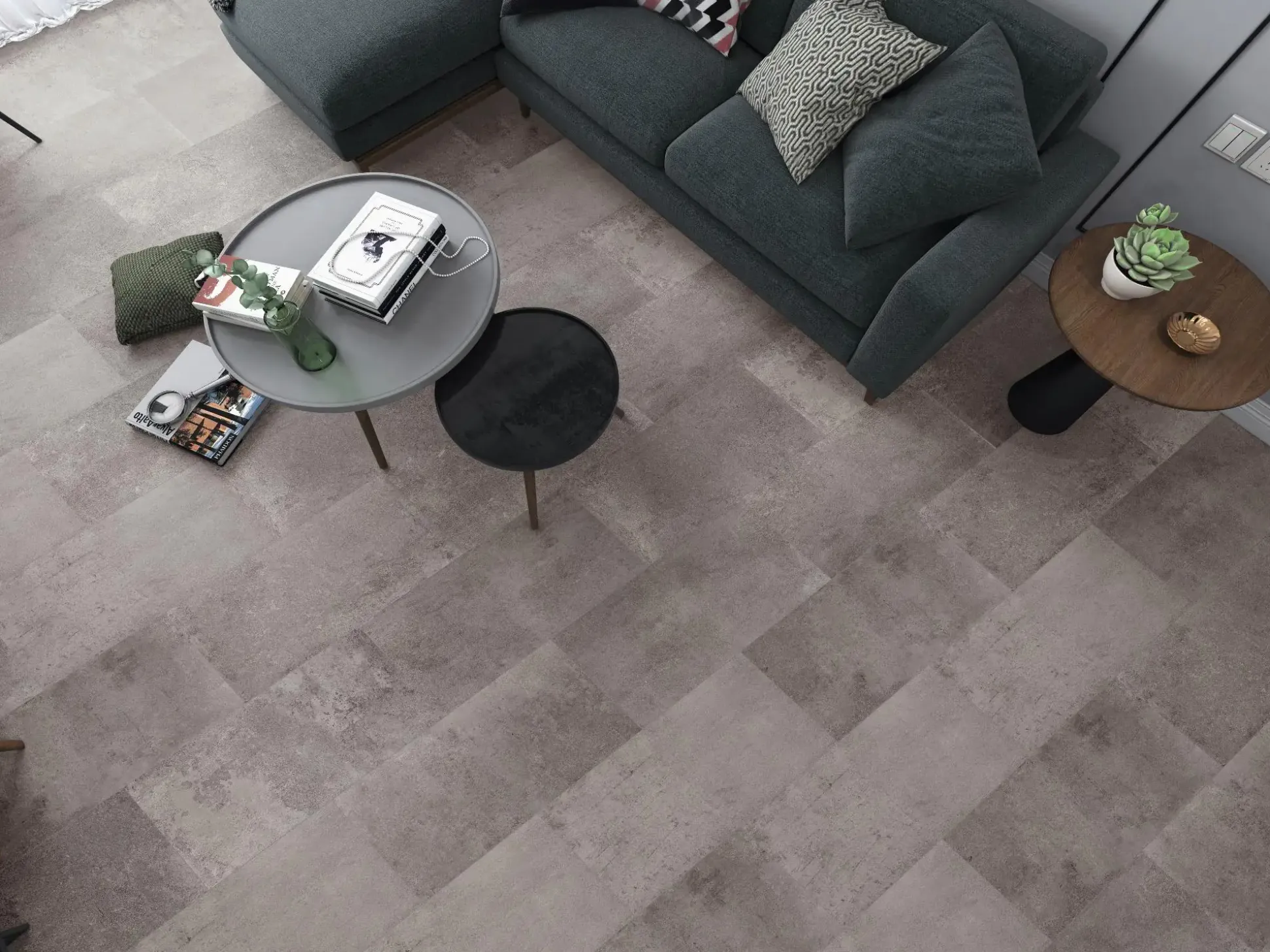 Classen Visiogrande Laminat Fliese Megaloc Aquaprotect 60,4 x 28 cm Zementestrich taupe