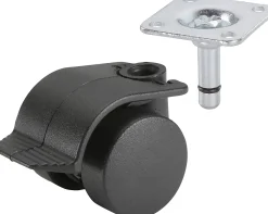 Containerrolle mit Radfeststeller Ø 35 mm für normale Böden Tragkr. 70 kg
