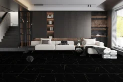 Decoflooring Vinylboden Silent XXL Fliese Dark Marble mit Trittschalldämmung
