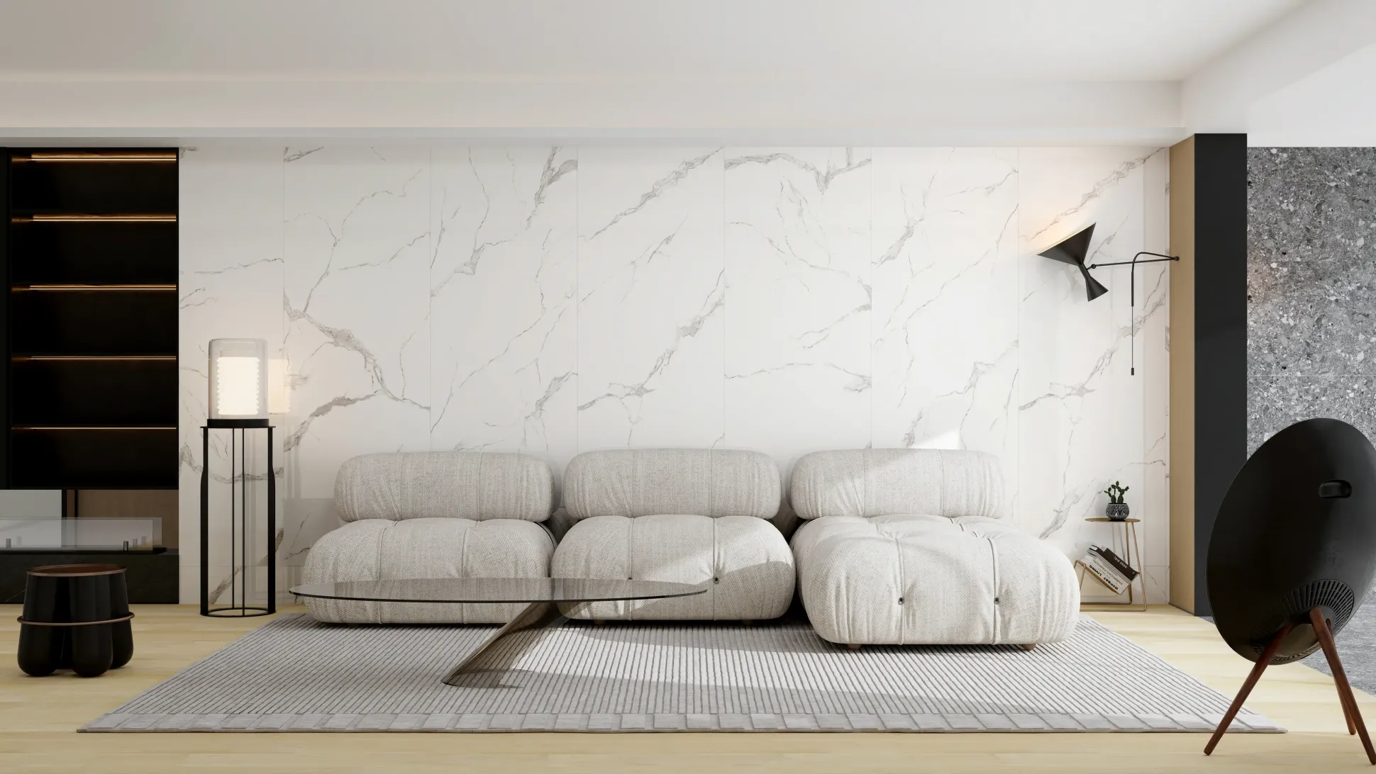 Decoflooring Wandpaneel Marmor 260 x 90 x 0,5 cm weiß