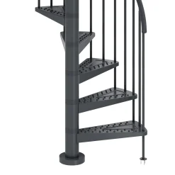Dolle Außenspindeltreppe Gardenspin komplett 11 Stufen Ø 155 cm mit Metallstufen anthrazit