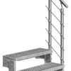 Dolle Außentreppe Gardentop mit Edelstahl-Geländer Breite 80 cm Gitterrost