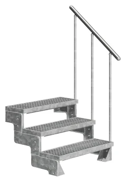 Dolle Außentreppe Gardentop mit Geländer verzinkt Breite 100 cm Gitterrost