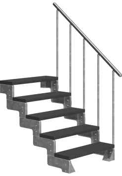 Dolle Außentreppe Gardentop mit Geländer verzinkt Breite 100 cm Trimax anthrazit