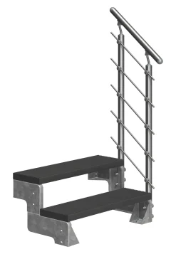 Dolle Außentreppe Gardentop mit Edelstahl-Geländer Breite 100 cm Trimax anthrazit