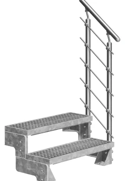 Dolle Außentreppe Gardentop mit Edelstahl-Geländer Breite 100 cm Gitterrost