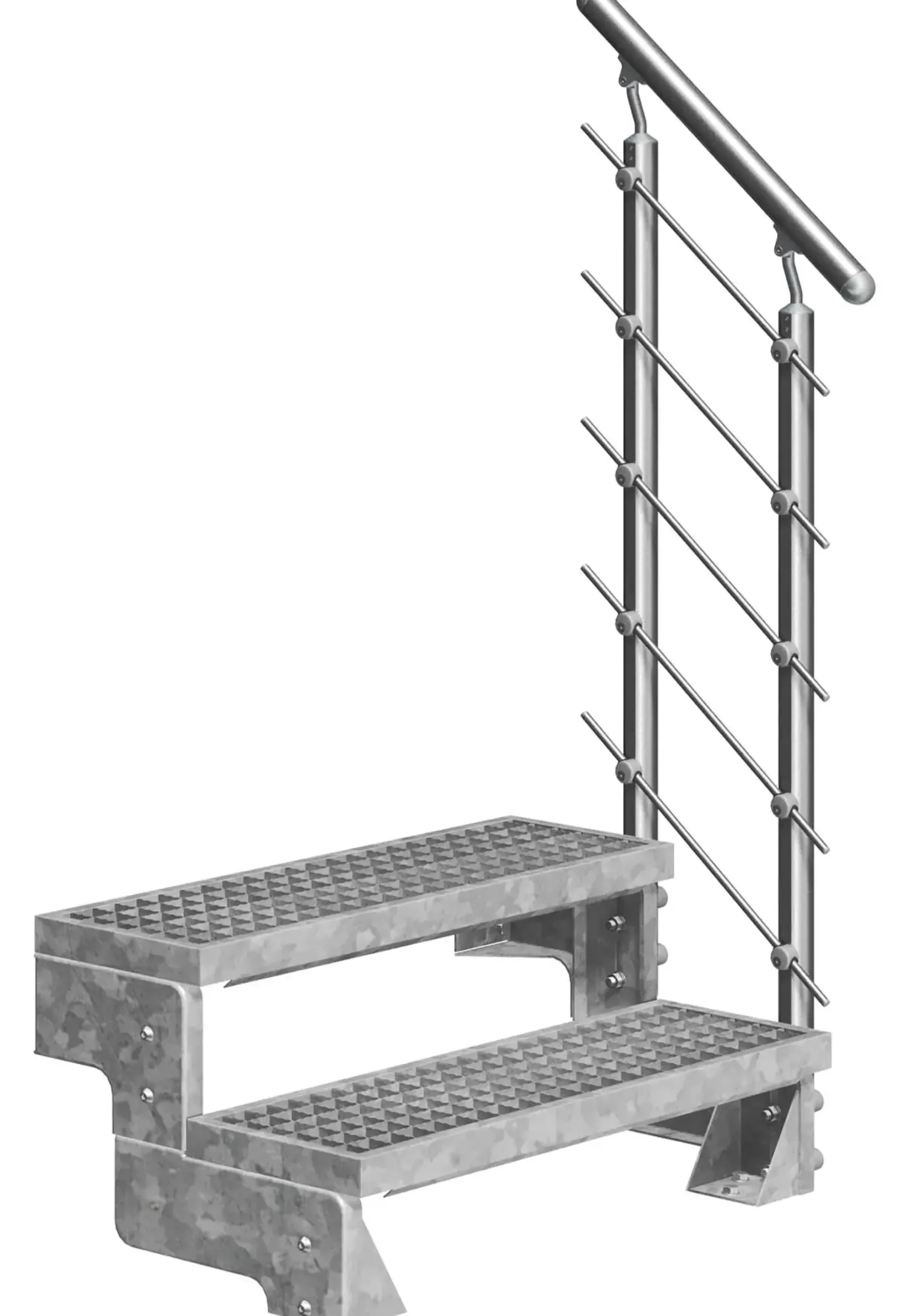 Dolle Außentreppe Gardentop mit Edelstahl-Geländer Breite 100 cm Gitterrost