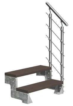 Dolle Außentreppe Gardentop mit Edelstahl-Geländer Breite 100 cm Trimax braun