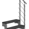 Dolle Außentreppe Gardentop mit Edelstahl-Geländer Breite 80 cm Trimax anthrazit