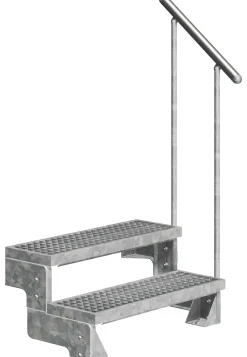 Dolle Außentreppe Gardentop mit Geländer verzinkt Breite 80 cm Gitterrost