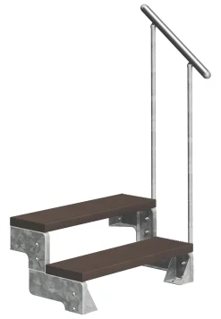 Dolle Außentreppe Gardentop mit Geländer verzinkt Breite 80 cm Trimax braun