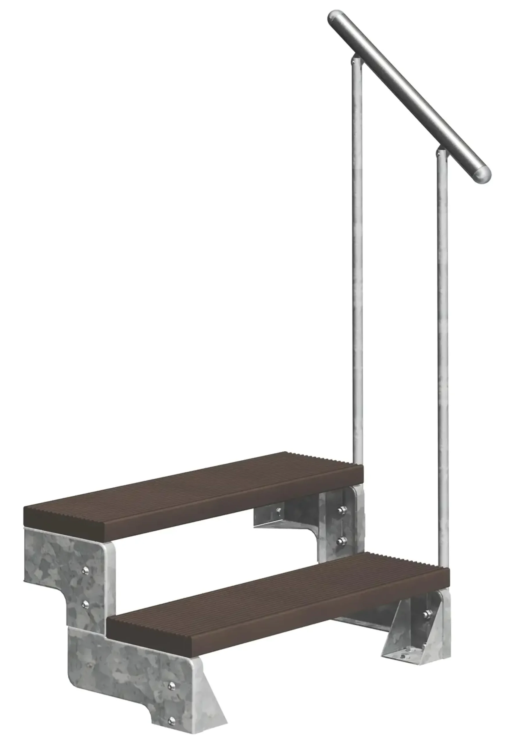 Dolle Außentreppe Gardentop mit Geländer verzinkt Breite 80 cm Trimax braun