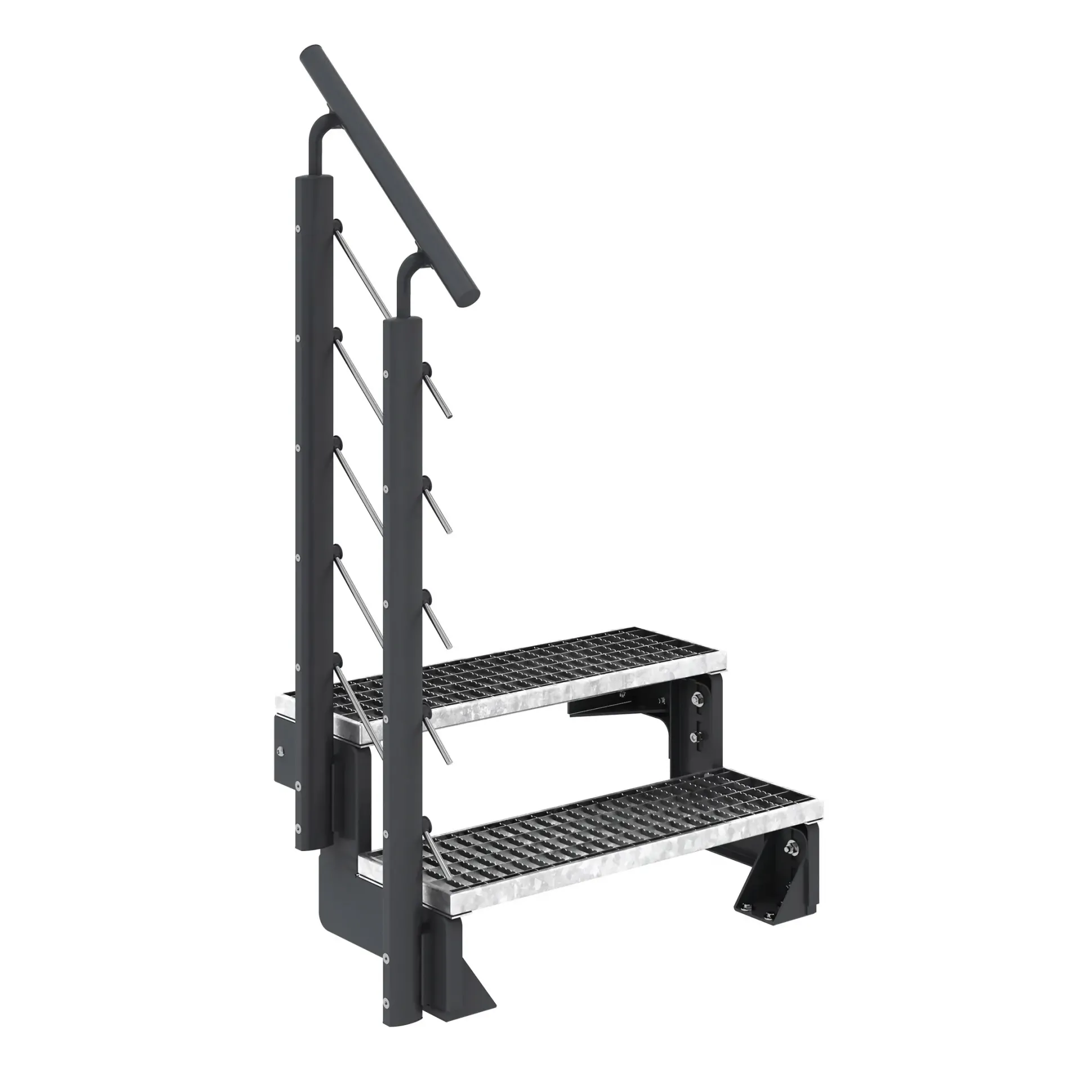 Dolle Außentreppe Gardentop 2 Gitteroststufen 80 cm inkl. einseitigem Geländer anthrazit