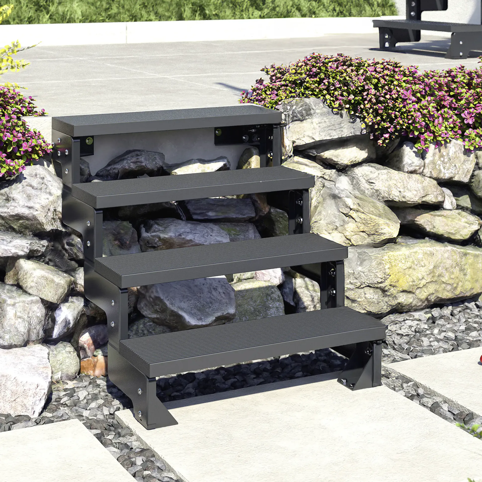 Dolle Außentreppe Trimax Gardentop 2 Stufen 80 cm inkl. einseitigem Geländer anthrazit
