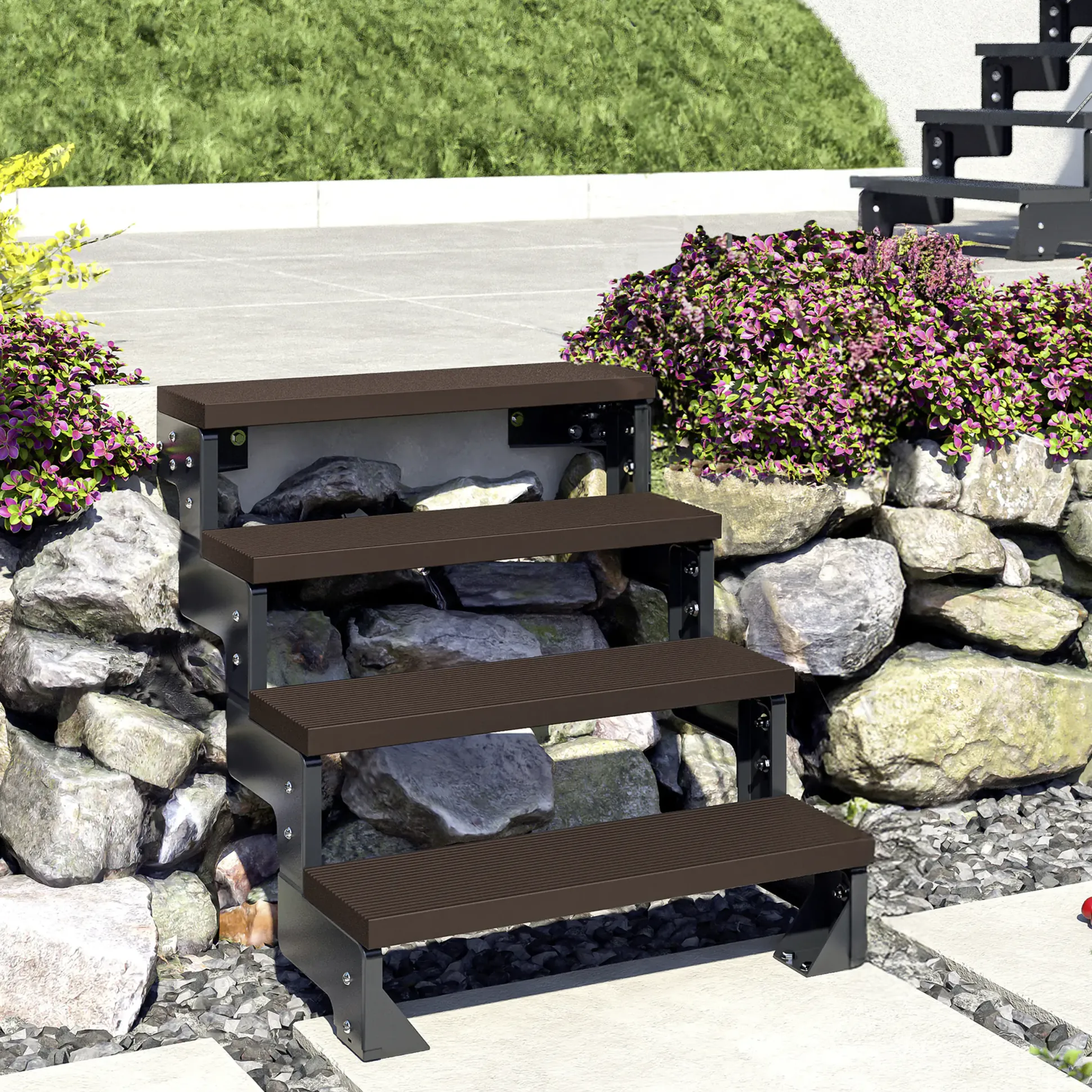 Dolle Außentreppe Trimax Gardentop 2 Stufen 100 cm ohne Geländer dunkelbraun
