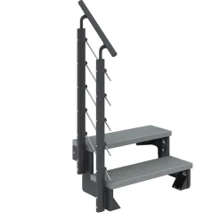 Dolle Außentreppe Trimax Gardentop 2 Stufen 80 cm inkl. einseitigem Geländer grau