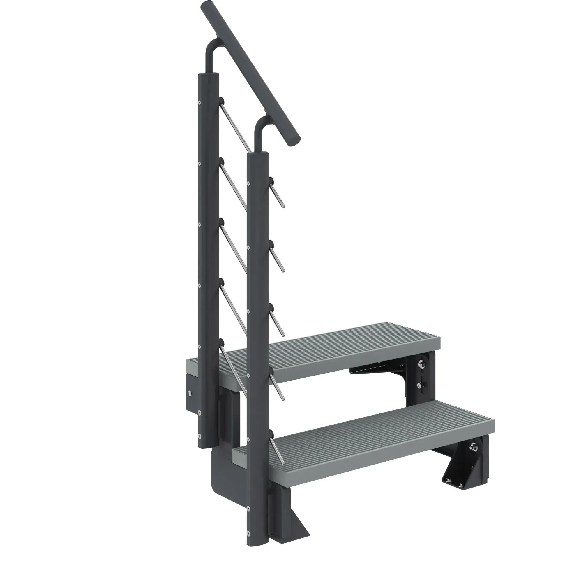 Dolle Außentreppe Trimax Gardentop 2 Stufen 80 cm inkl. einseitigem Geländer grau