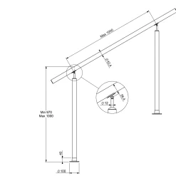 DOLLE Eingangsgeländer PS 512 Edelstahl 150 cm 2 Pfosten