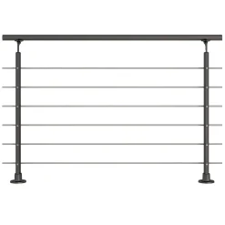 DOLLE Geländer-Komplettset, Alu anthrazit, 150 cm Oberboden Montage