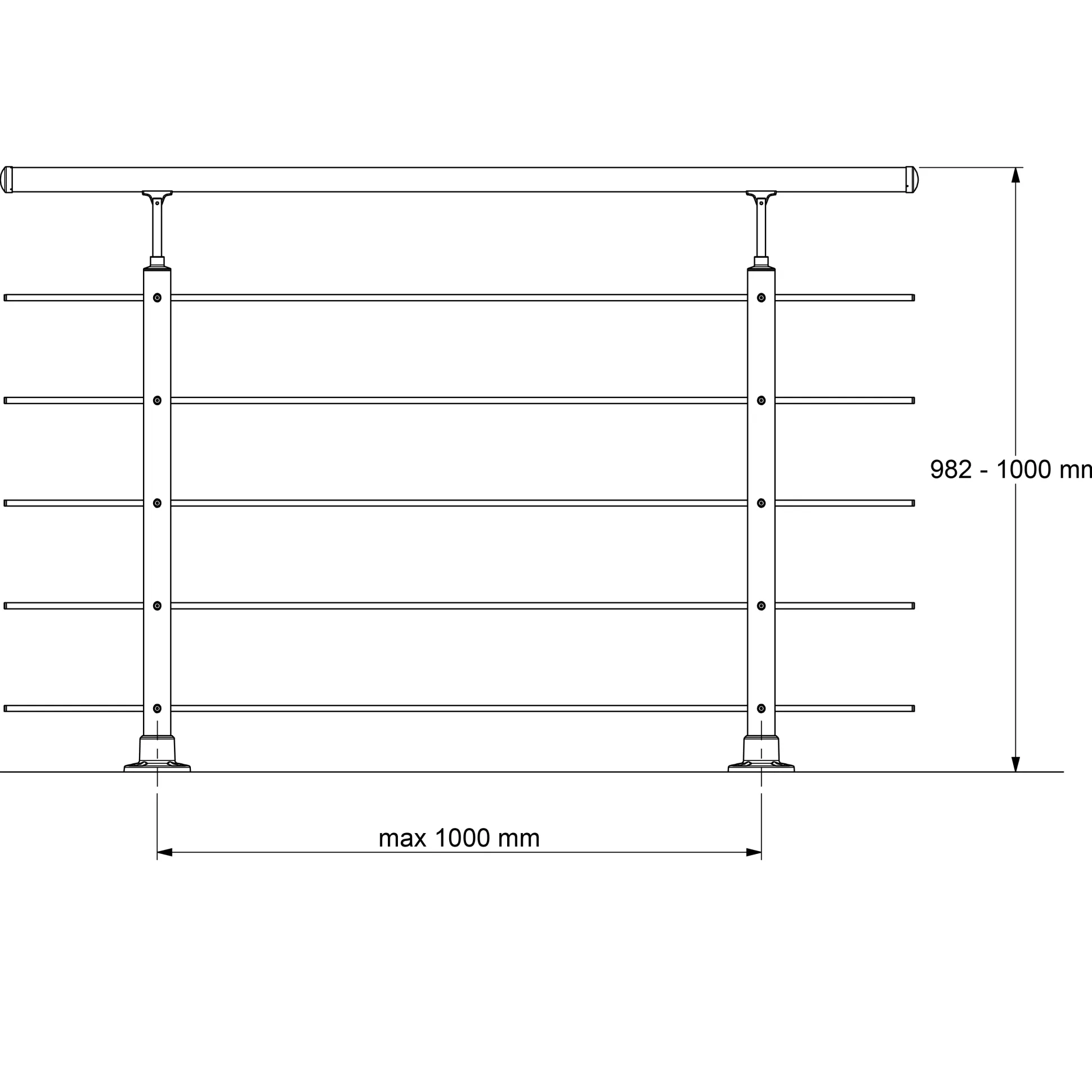 DOLLE Geländerset PS 030 Aluminium mit Buchehandlauf 150 cm