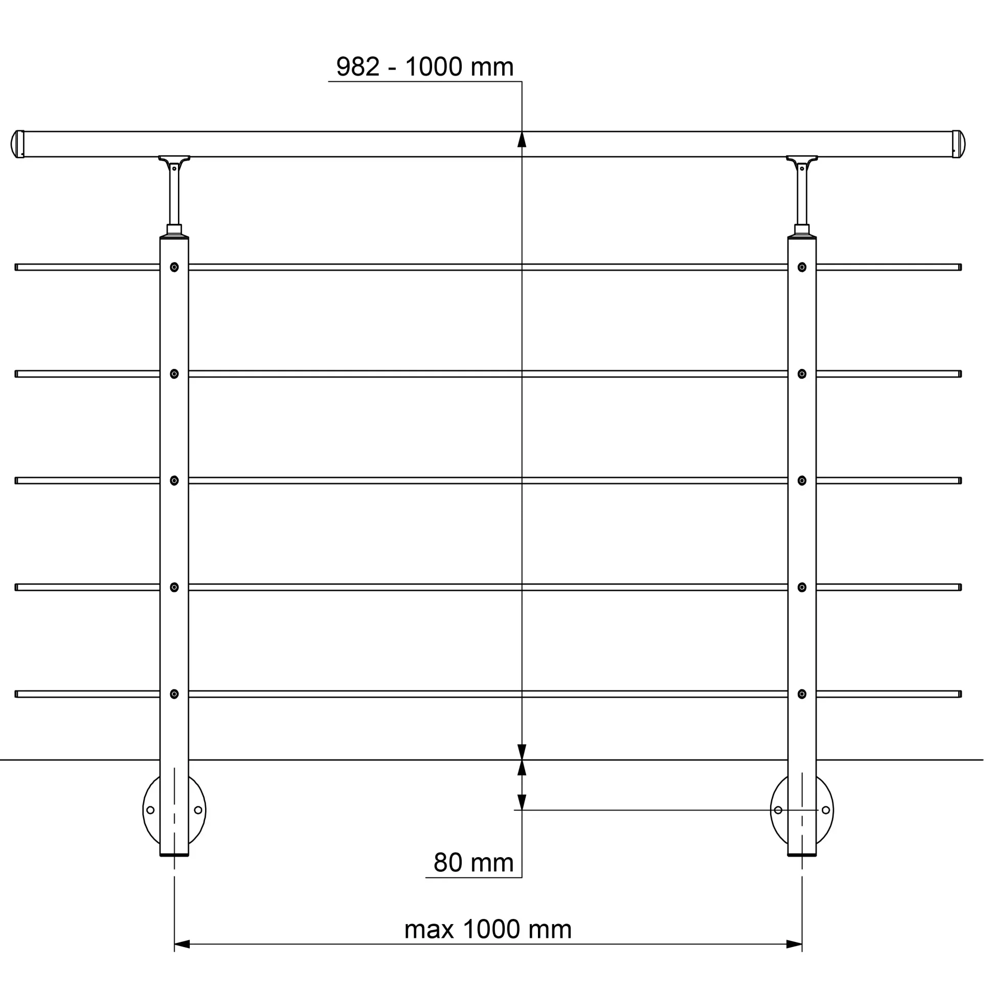 DOLLE Geländerset PS 031 Aluminium mit Buchehandlauf 150 cm
