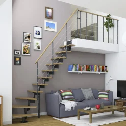 Dolle Mittelholmtreppe Boston 1/4gew. Anthrazit 11 Stufen Eiche