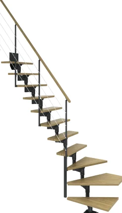 Dolle Mittelholmtreppe Boston 1/4gew. Anthrazit 11 Stufen Eiche