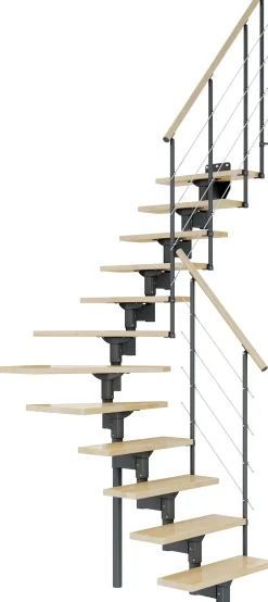 Dolle Mittelholmtreppe Boston 1/4gew. Anthrazit 11 Stufen Buche