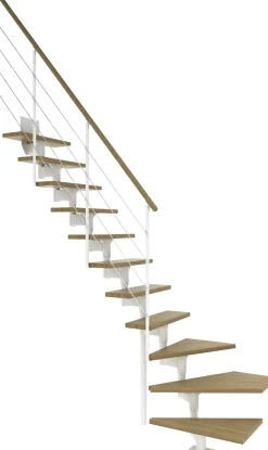 Dolle Mittelholmtreppe Boston 1/4gew. weiß 11 Stufen Eiche