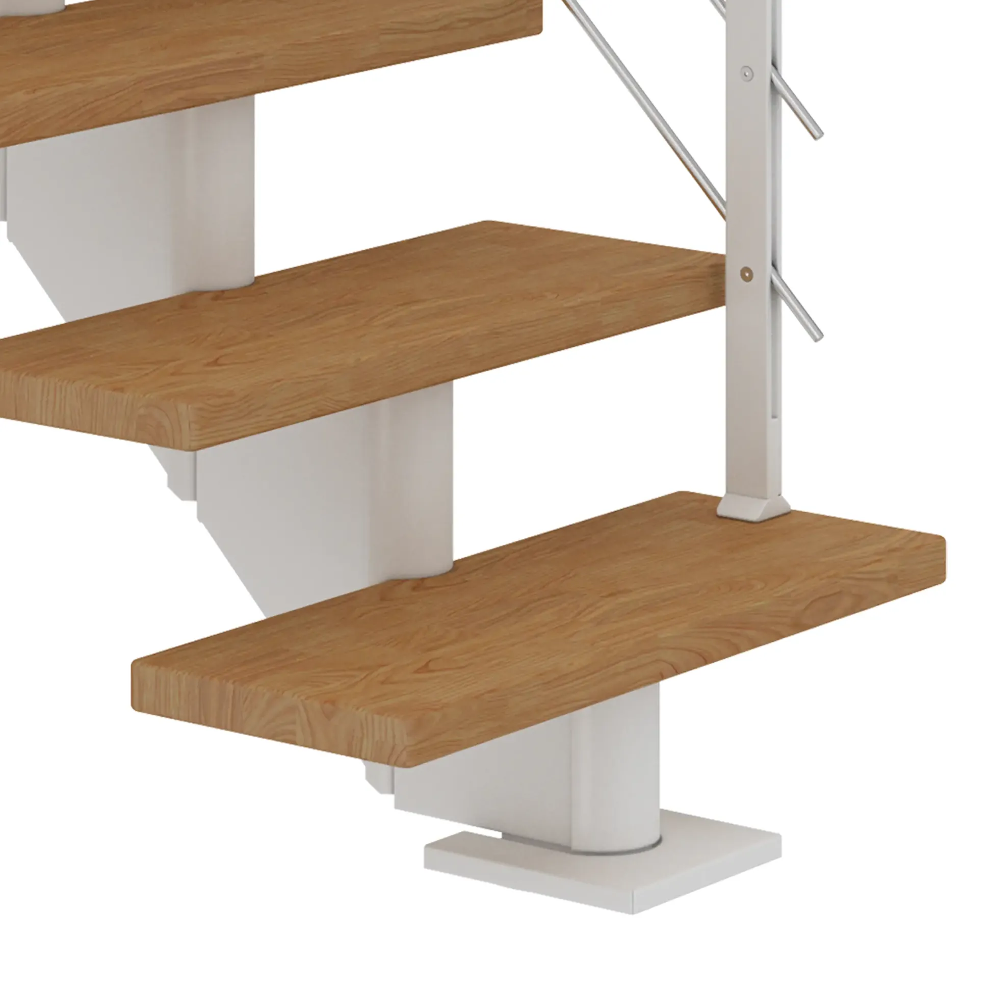 Dolle Mittelholmtreppe Hamburg Eiche 75 cm 11 Stufen gerade mit Geländer weiß